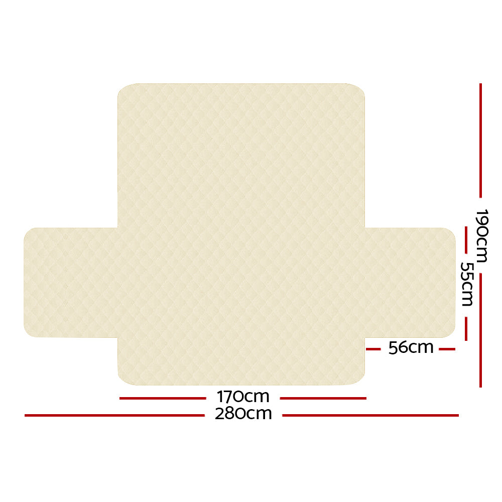 Artiss Sofa Cover Quilted Couch Covers Lounge Protector Slipcovers 3 Seater Khaki
