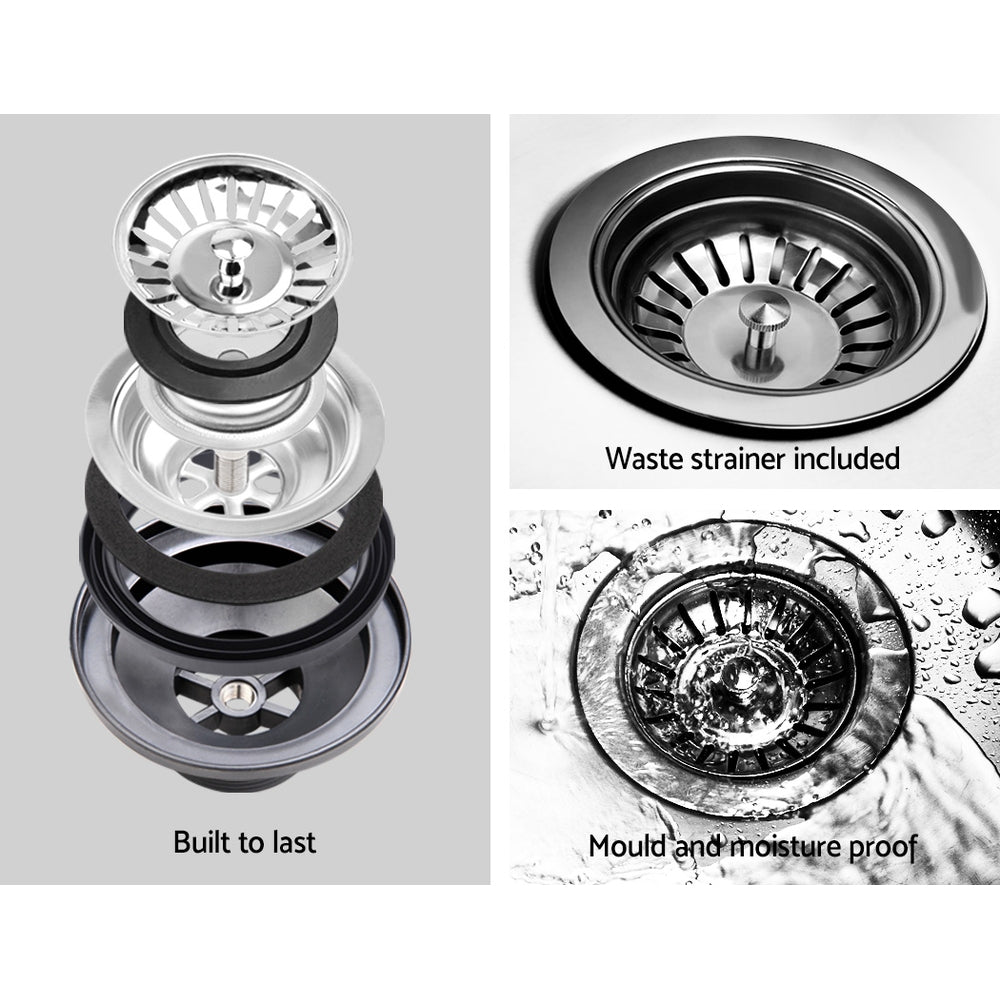 Cefito 430MM Round White Granite Composite Sink - Stylish Versatile Basin for Laundry and Kitchen Use