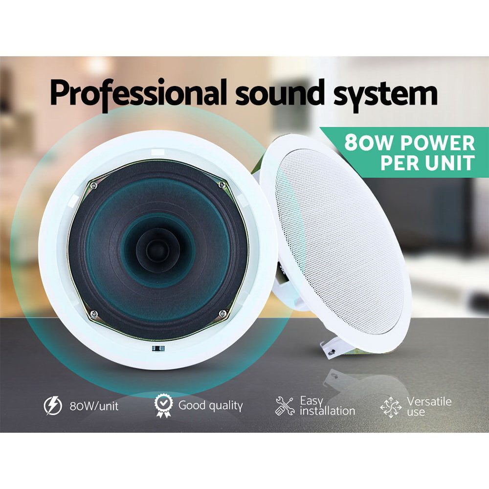 Dual 6-Inch In-Ceiling Speakers for Home Theater - 80W Stereo Sound System for Multi-Room and Outdoor Use