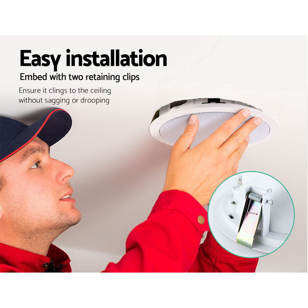 Dual 6-Inch In-Ceiling Speakers for Home Theater - 80W Stereo Sound System for Multi-Room and Outdoor Use