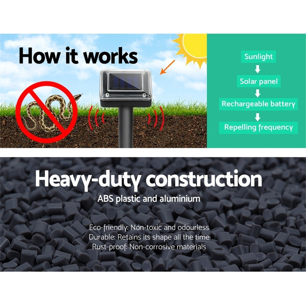 12-Pack Gardeon Solar Ultrasonic Snake Deterrent - Multi-Pulse Repeller for Outdoor Safety