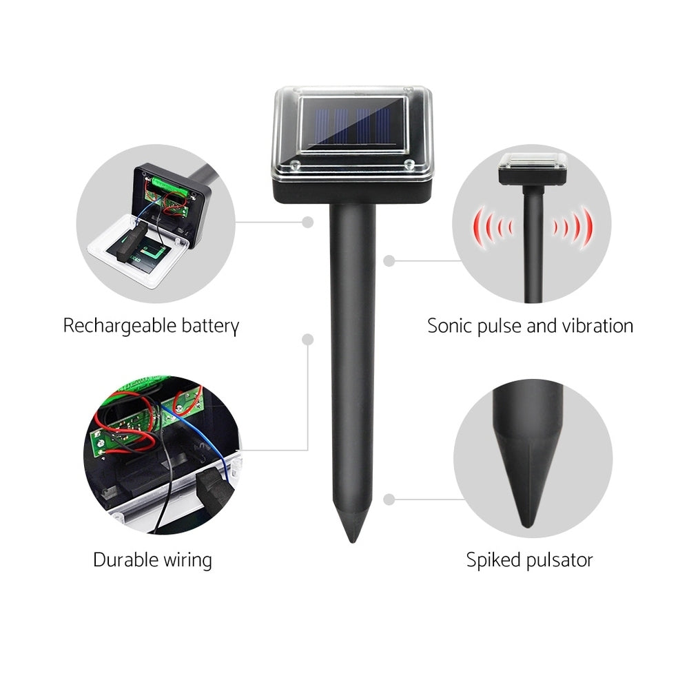 12-Pack Gardeon Solar Ultrasonic Snake Deterrent - Multi-Pulse Repeller for Outdoor Safety