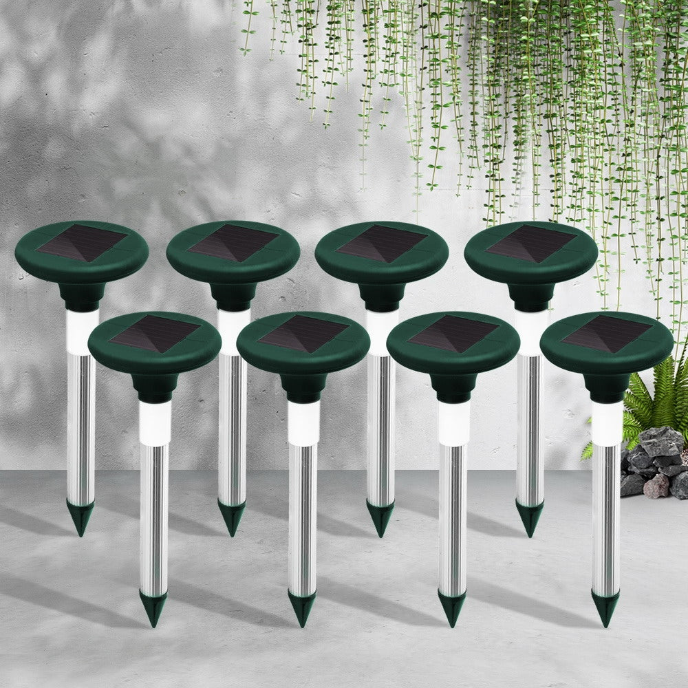 Gardeon 8-Piece Solar-Powered Ultrasonic Snake & Pest Deterrent with LED Light