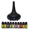 Milano Aroma Diffuser Set With 10 Pack Oils Humidifier Aromatherapy Black