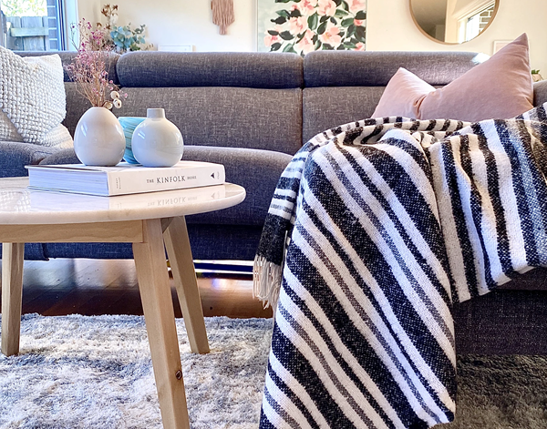 Richmond Eco-Chic Monochrome Throw Blanket - Sustainable Reclaimed Wool Blend