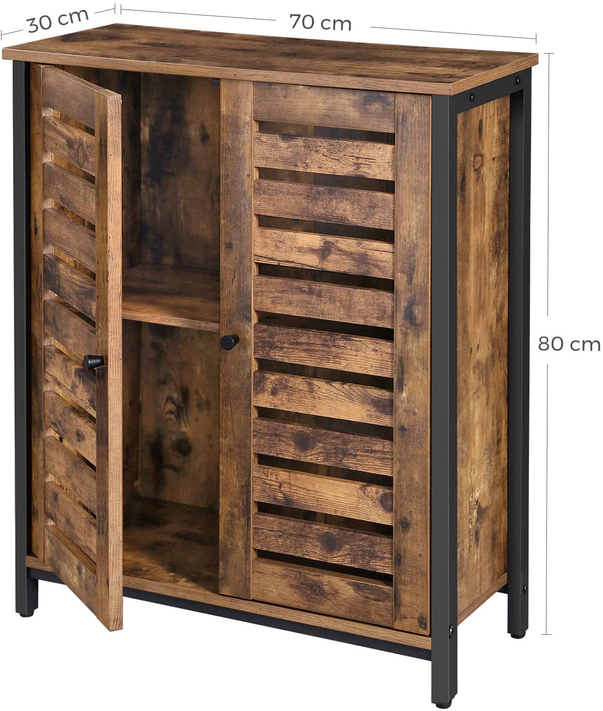 Rustic Industrial Sideboard Cabinet with Louvred Doors for Versatile Storage