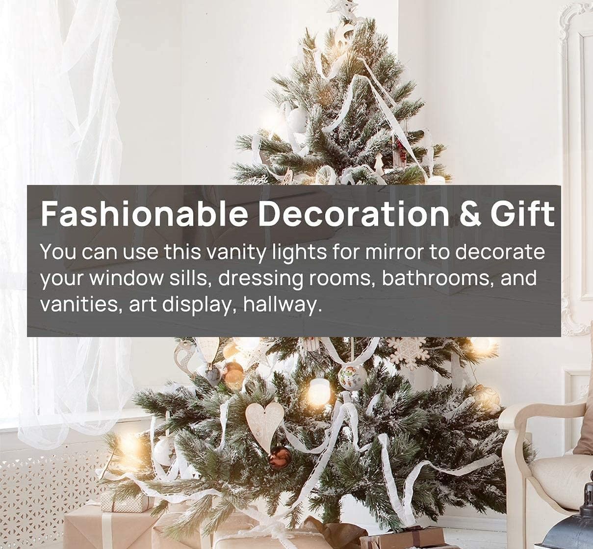 Hollywood Vanity Style LED Makeup Lights Mirror with 3 Color Modes Lights with 10 Dimmable Bulbs (Mi