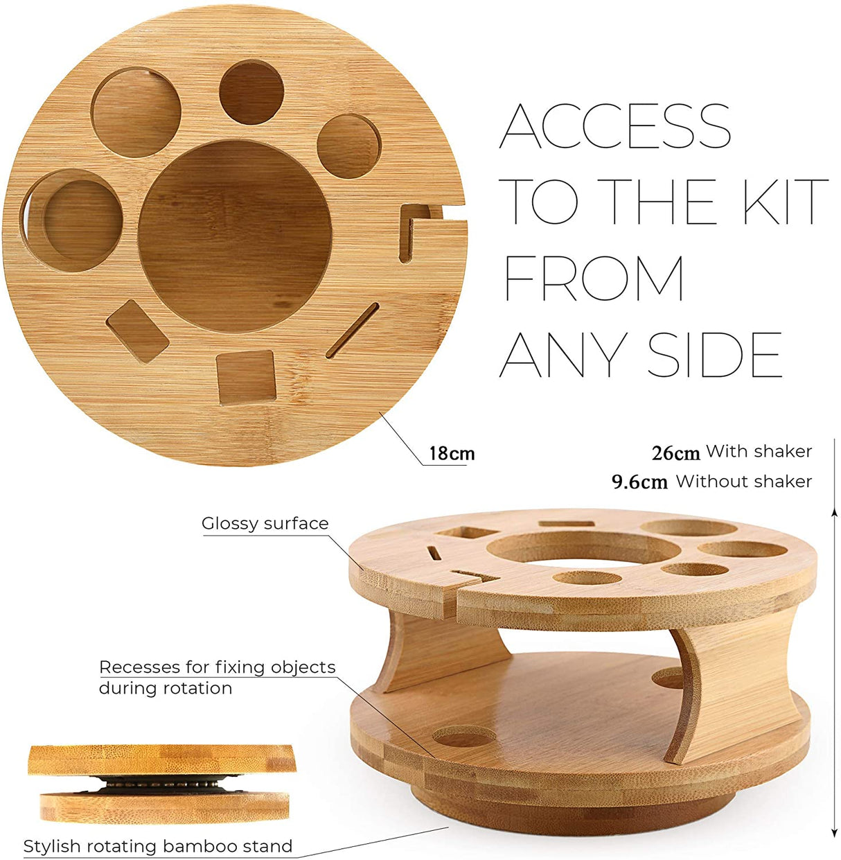 Elegant 10-Piece Stainless Steel Cocktail Shaker Set with Rotating Bamboo Stand