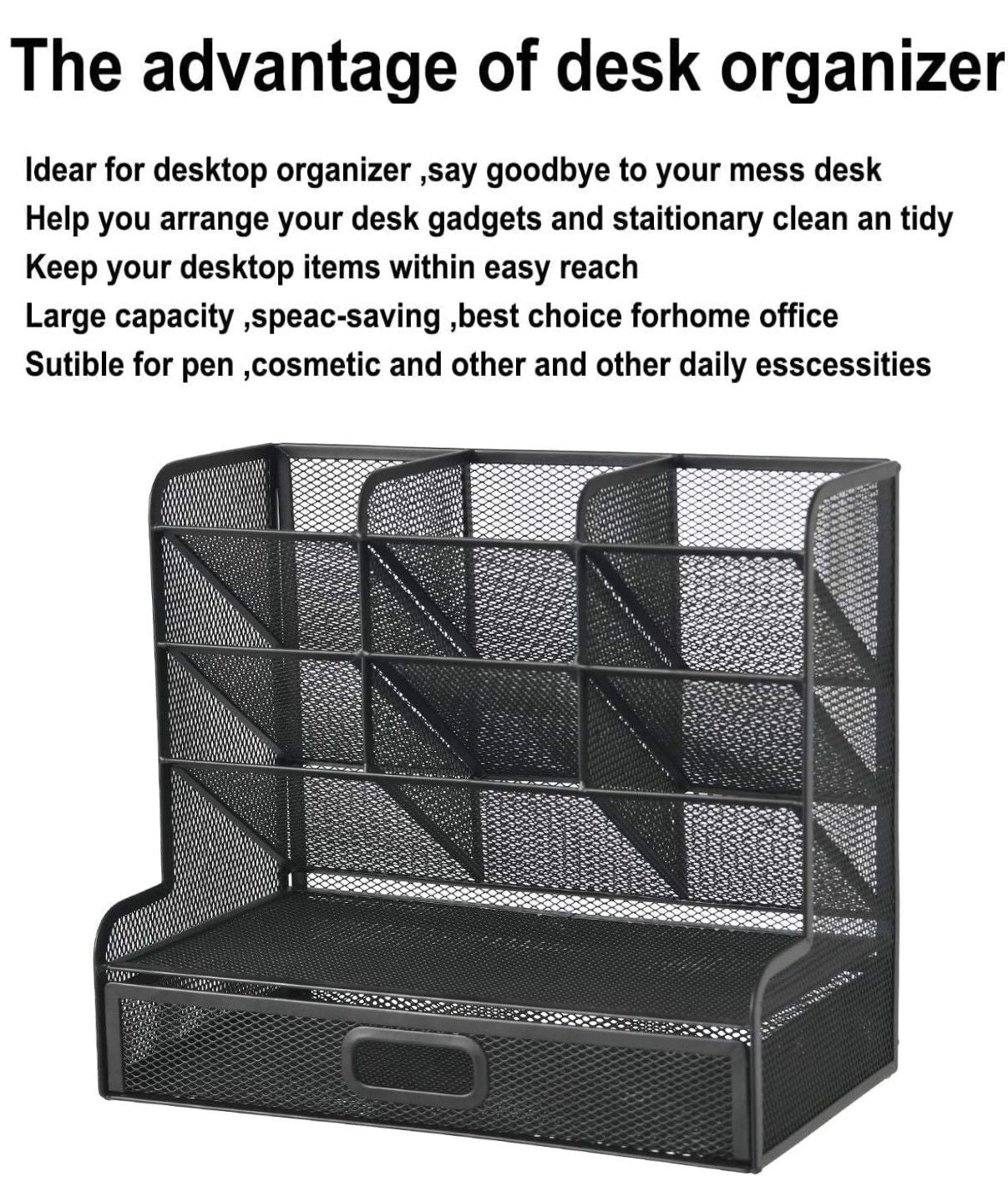 All-in-One Mesh Desk Organizer for Home and School Use