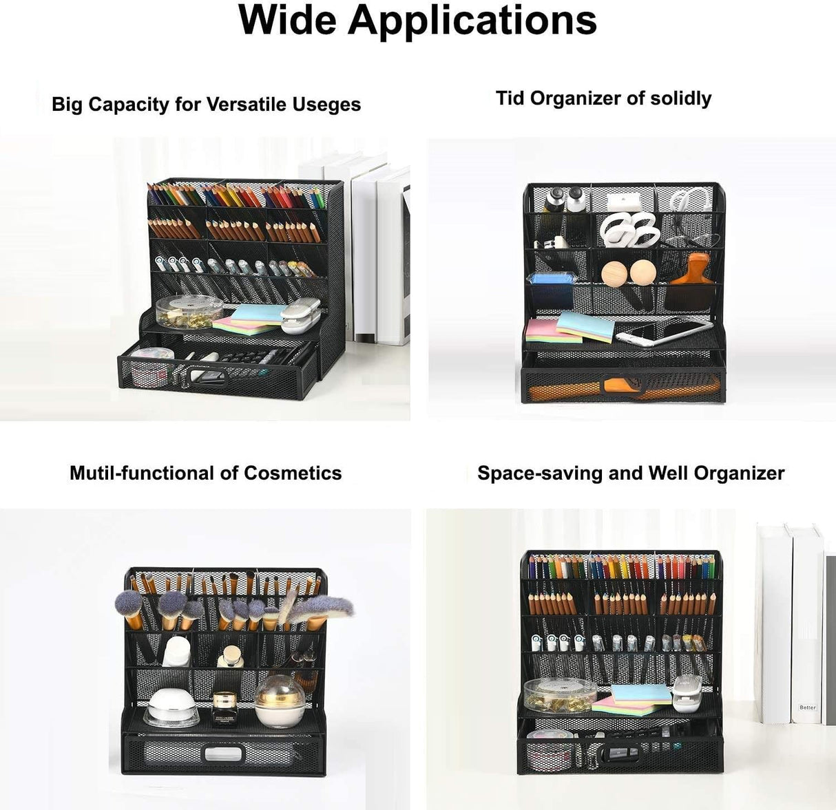 All-in-One Mesh Desk Organizer for Home and School Use