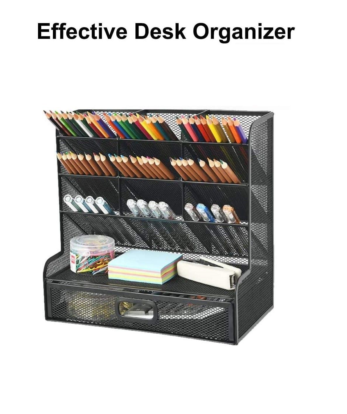 All-in-One Mesh Desk Organizer for Home and School Use