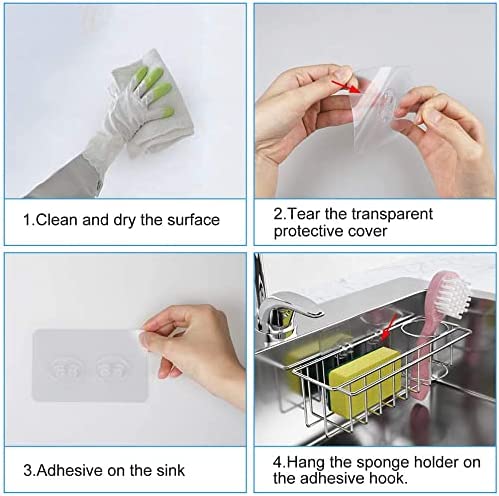 Stainless Steel 3-in-1 Kitchen Sink Caddy Organizer - Rustproof Adhesive Storage Solution