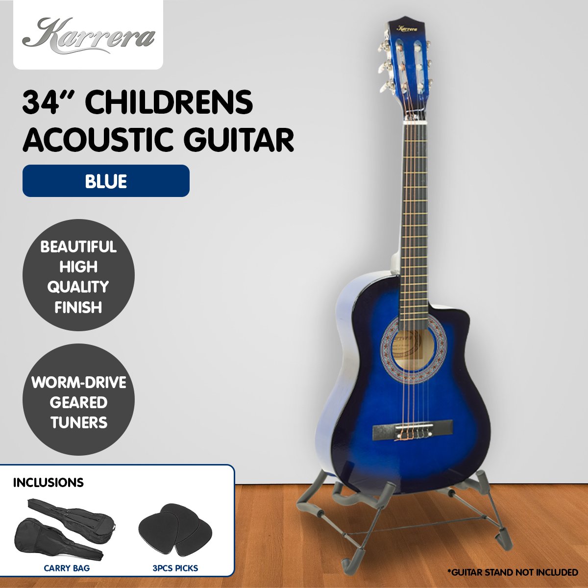 Karrera Blue Cutaway Acoustic Guitar for Kids - Perfect for Learning and Performance