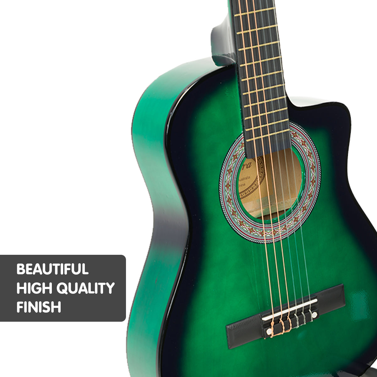 Karrera Green Cutaway Acoustic Guitar for Kids - Perfect for Learning and Performance