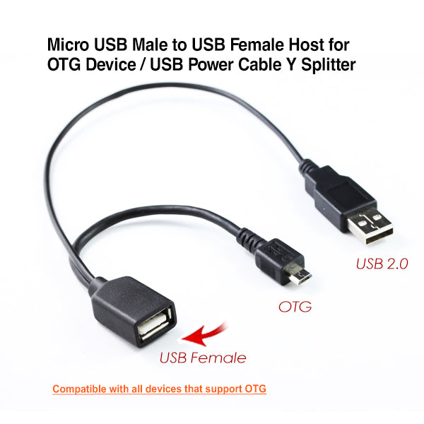 Micro USB OTG Host and Power Splitter Adapter Cable