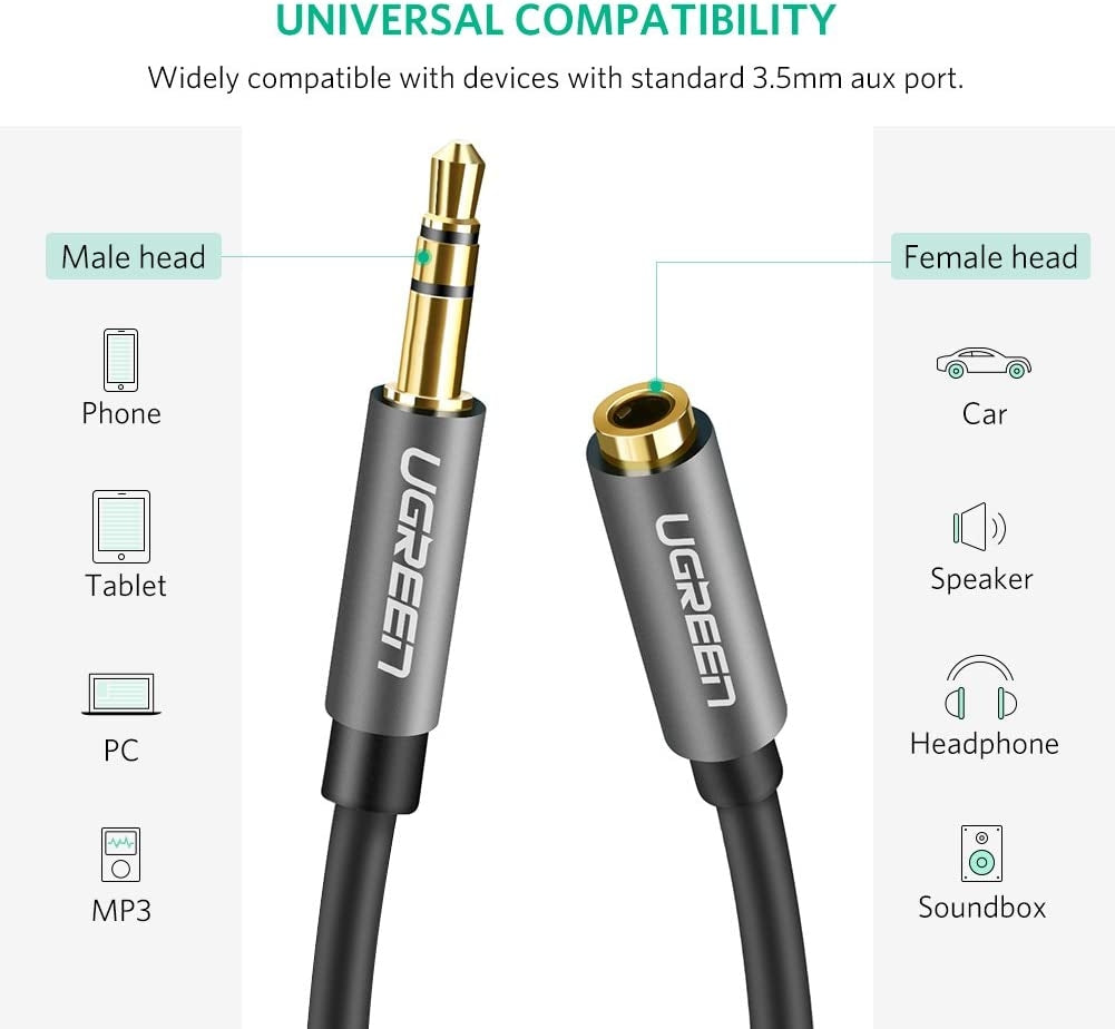 UGREEN 3m 3.5mm Male to Female Audio Extension Cable (Black) 10595