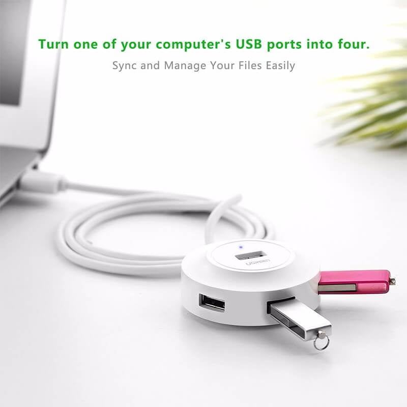 UGREEN 4-Port USB 2.0 Hub in White