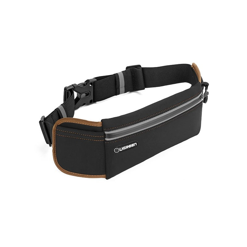 UGREEN Waterproof Running Waist Pack - Adjustable Fanny Belt with 3 Pockets and Reflective Safety Strip