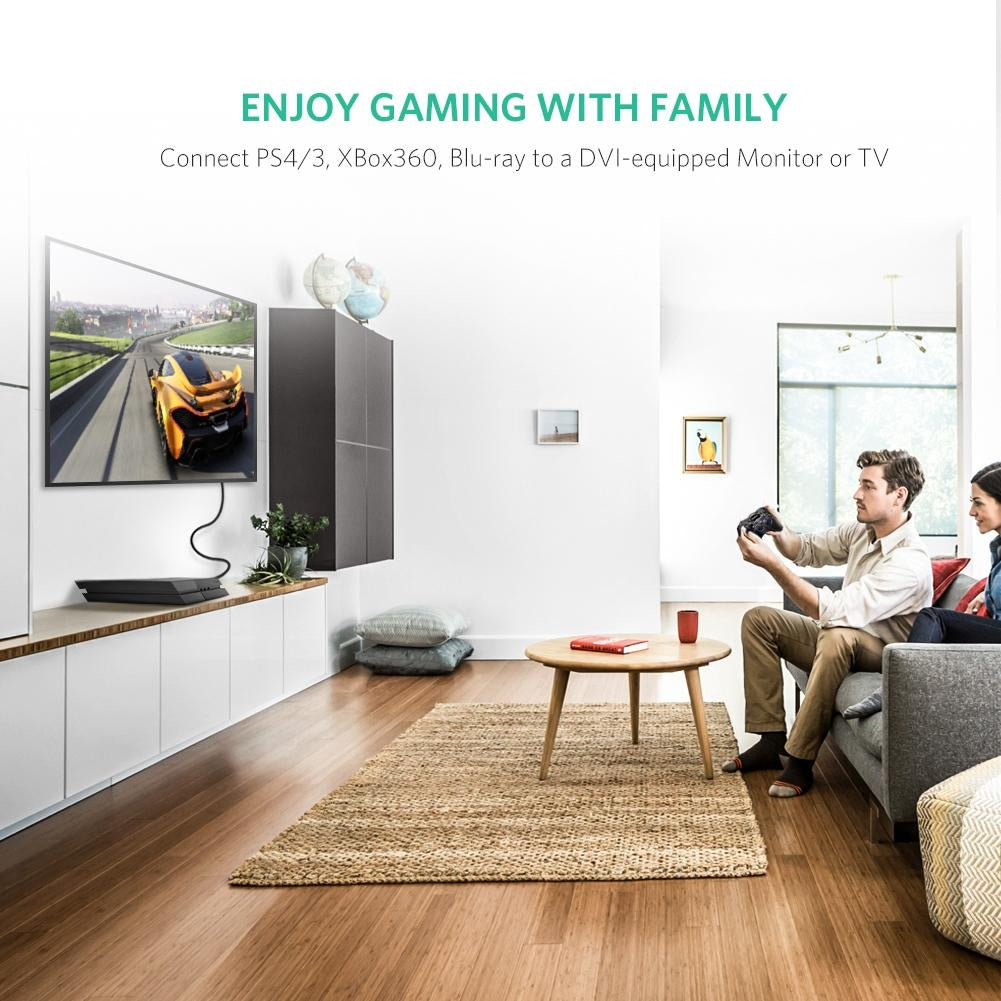 UGREEN 1M HDMI to DVI 24+1 Cable - Enhanced Signal Transmission and Dual Mode Support