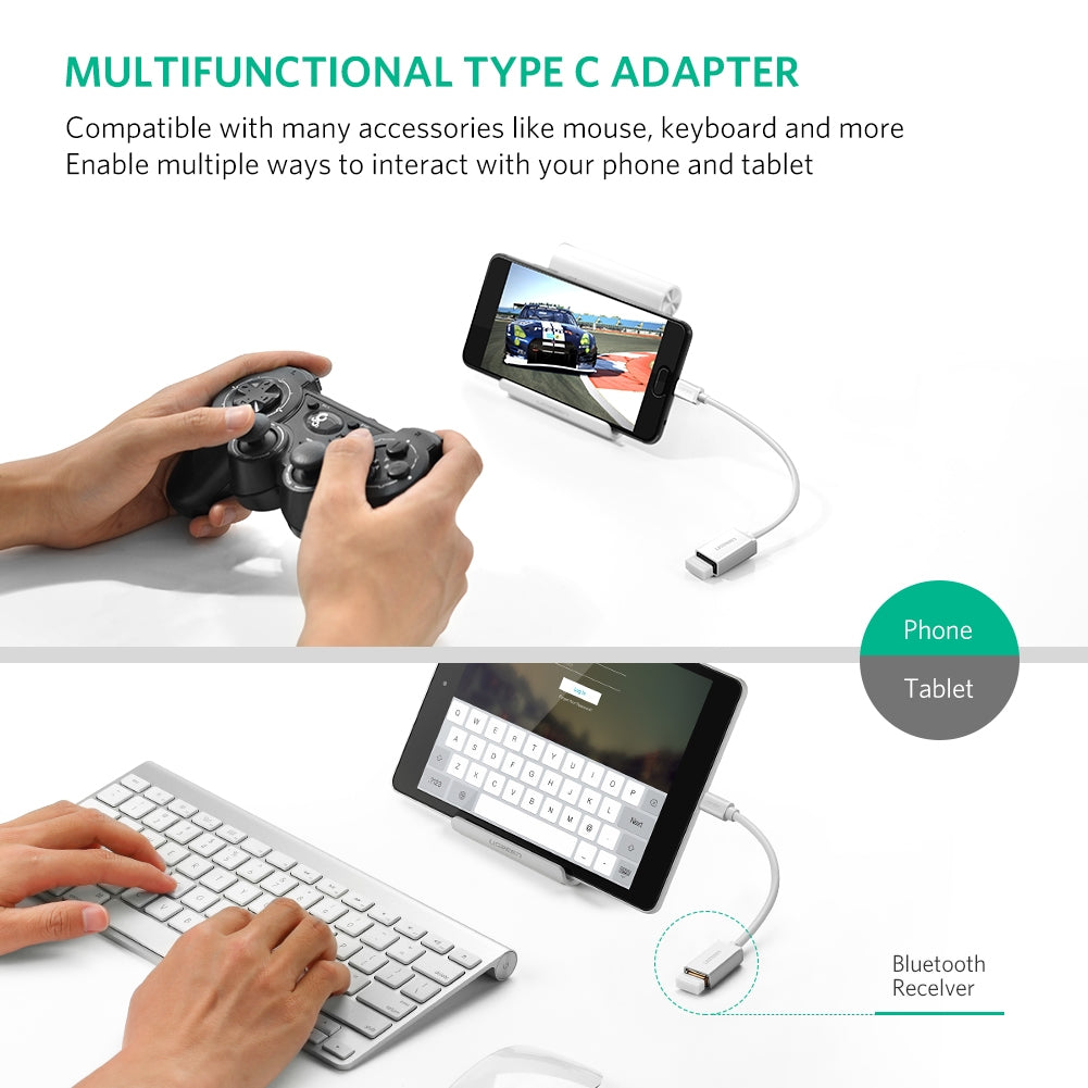 UGREEN USB-C to USB 3.0 OTG Adapter Cable - 15CM White (30702)