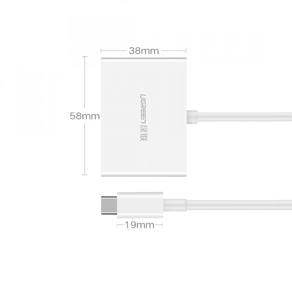 UGREEN Type-C to HDMI and VGA Dual Display Adapter - White