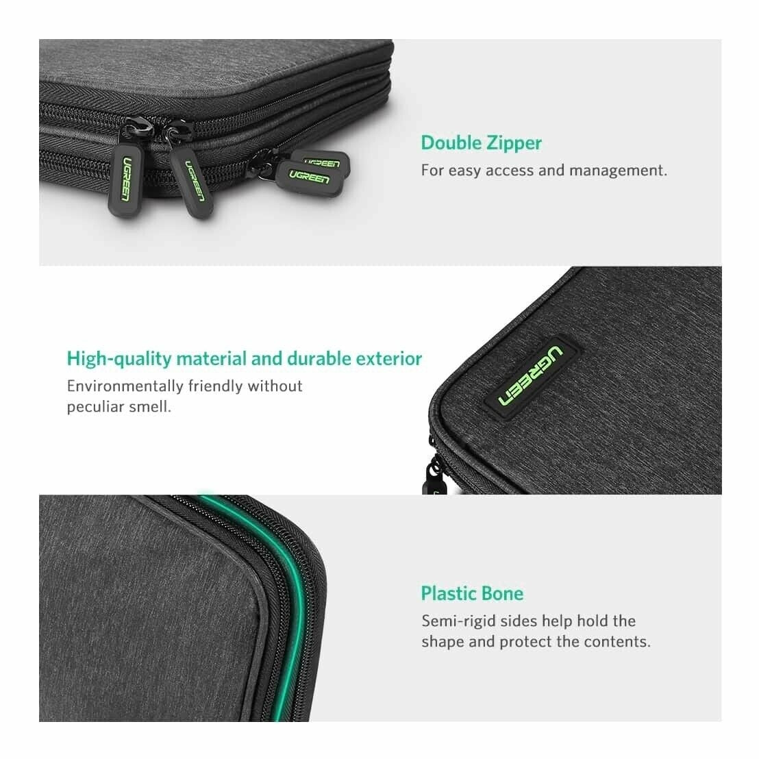 UGREEN 50147 Dual Compartment Travel Organizer for Electronic Accessories