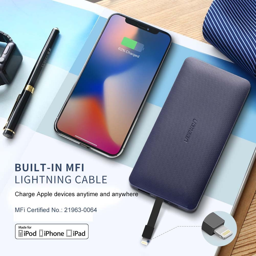 UGREEN 10000mAh Dual USB Portable Charger - Black