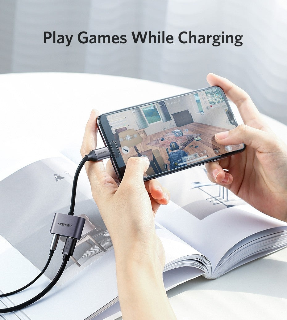 UGreen Aluminium Type-C to 3.5mm Audio and USB-C Female Adapter 50596