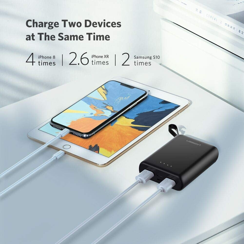 UGREEN 10000mAh Ultra-Compact Dual Device Power Bank with Fast Charging