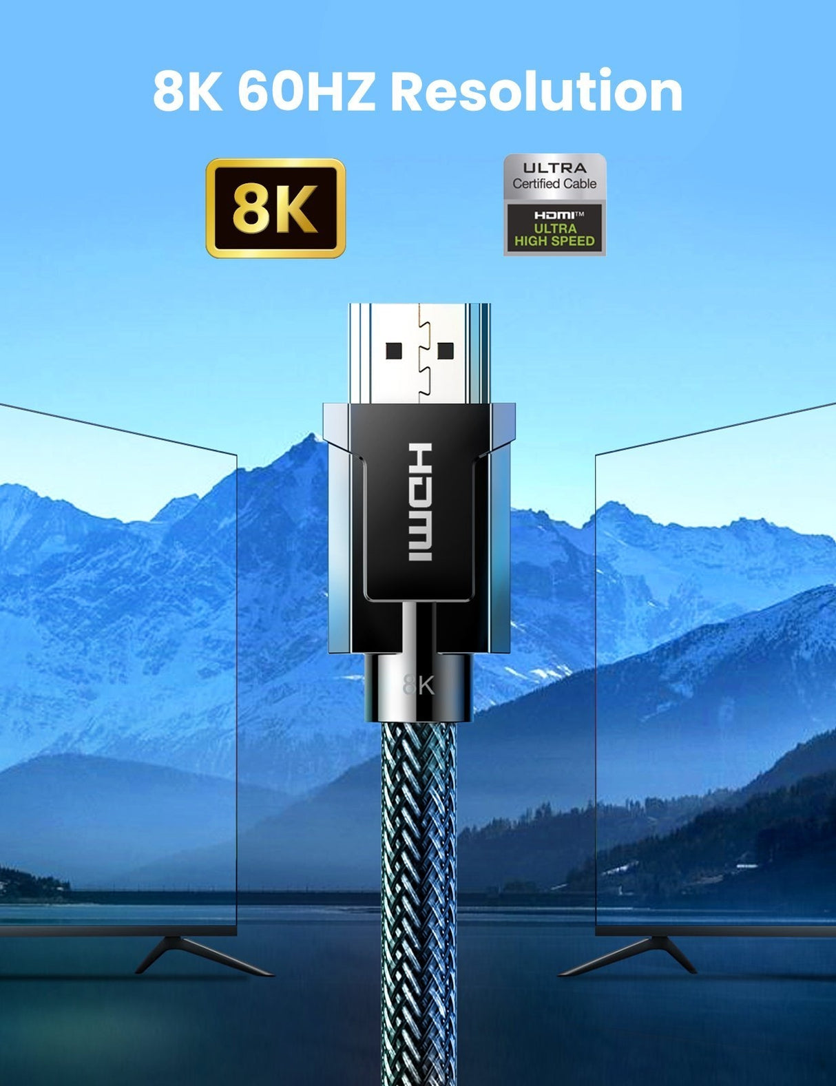 UGREEN 80602 3M High-Speed 8K HDMI 2.1 Cable with Dynamic HDR and eARC Support
