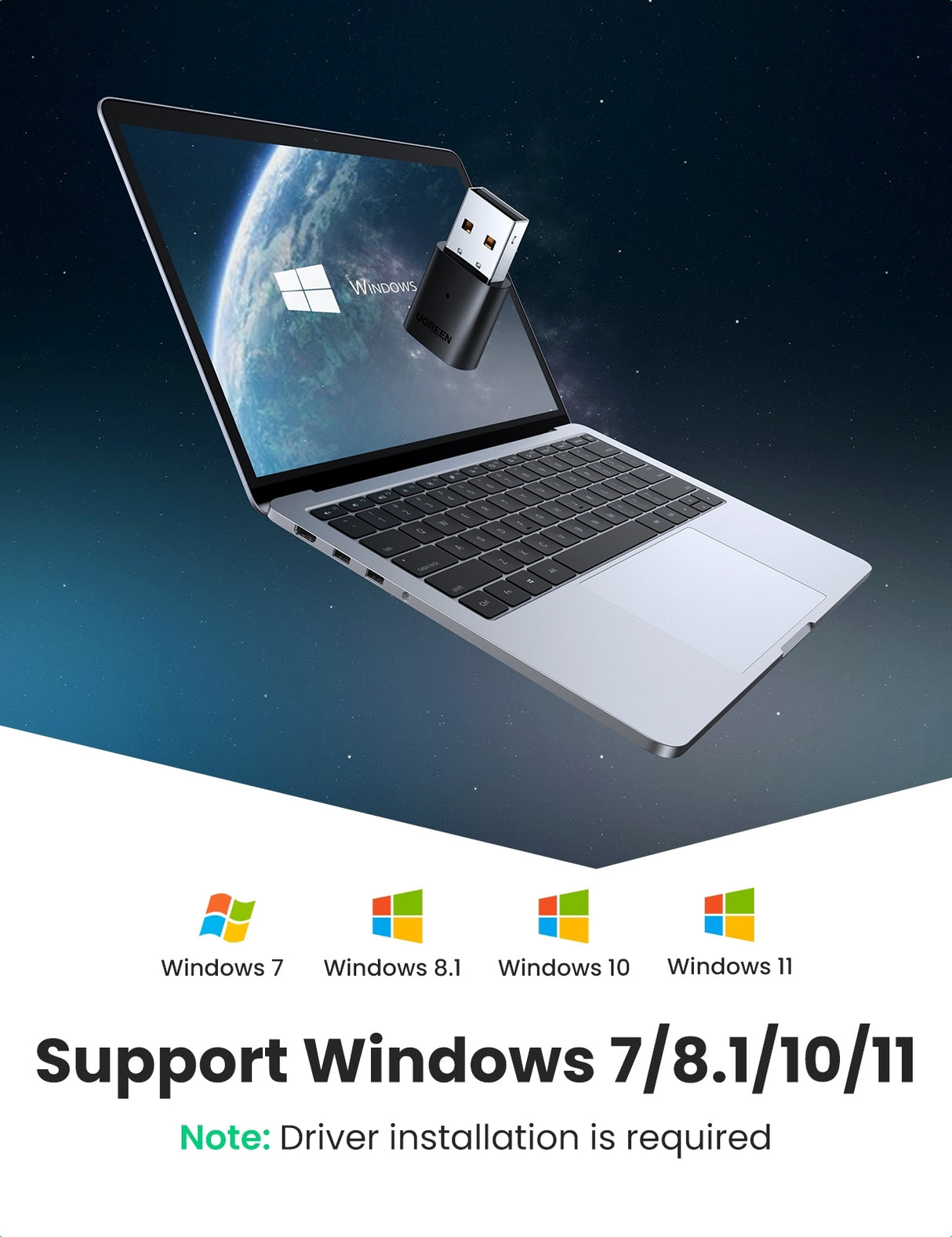 UGREEN 80889 Bluetooth 5.0 USB Adapter for Smooth Connectivity