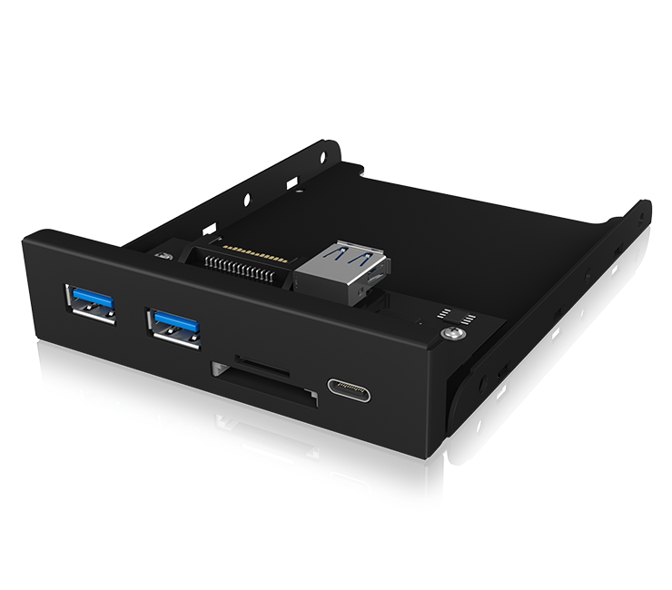 ICY BOX IB-HUB1417-i3 Front Panel USB 3.0 Type-C & Type-A Hub with Dual Card Reader