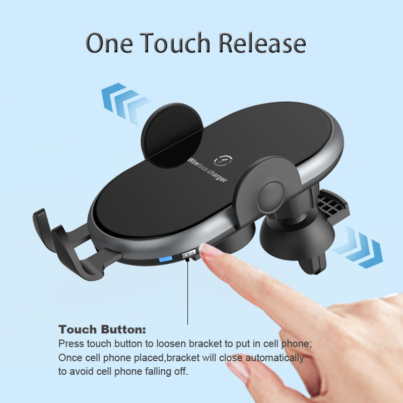 C366: Smart Auto-Clamping Qi Fast Wireless Car Charger with Backlight