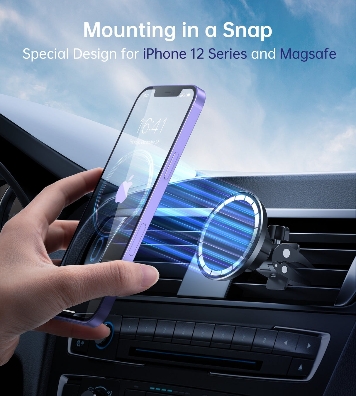 CHOETECH Magnetic Car Vent Mount for iPhone 12 Series - Secure Air Vent Phone Holder