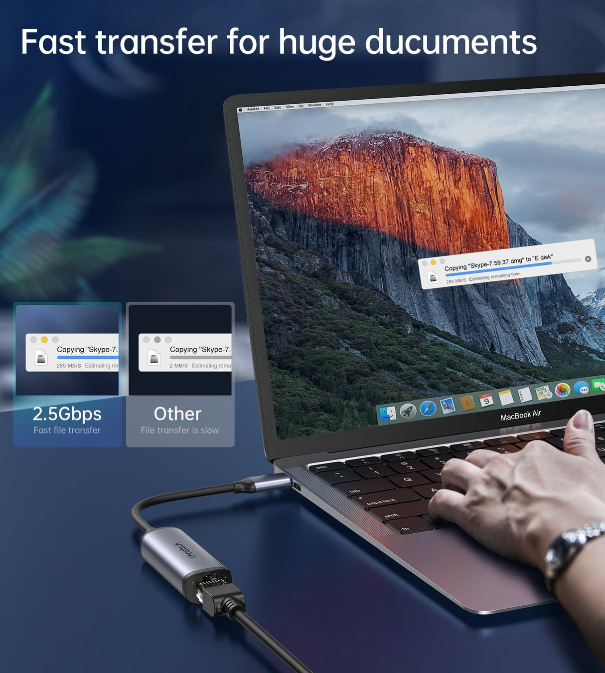 CHOETECH 2.5G USB-C to Gigabit Ethernet Adapter