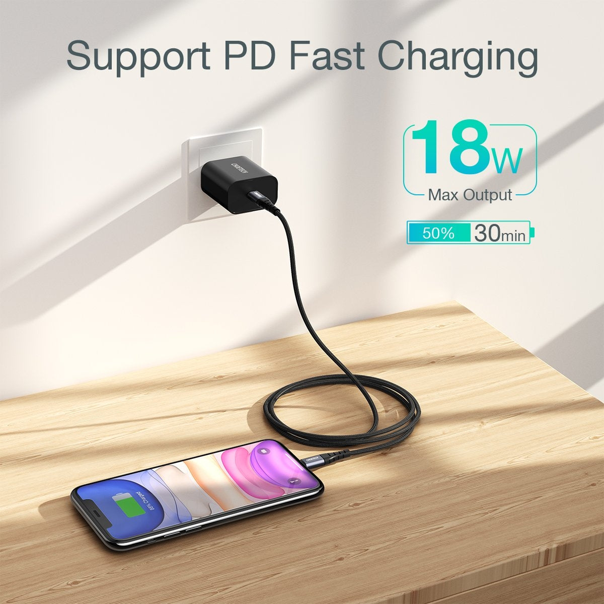 CHOETECH 2M USB-C to iPhone MFi Certified Fast Charging Cable