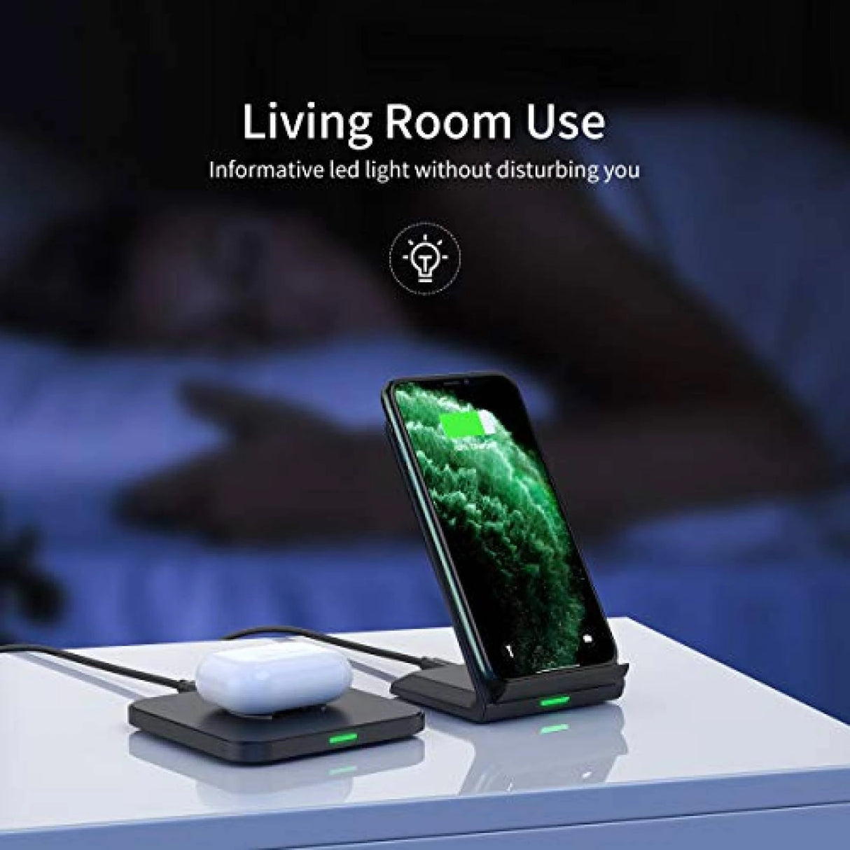 CHOETECH Qi Fast Wireless Charging Stand and Pad (T524S+T511S) - 10W/7.5W Compatible with Qi Certified Devices