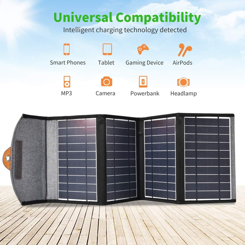 CHOETECH SC005 22W Compact Waterproof Solar Panel Charger with Dual USB Ports