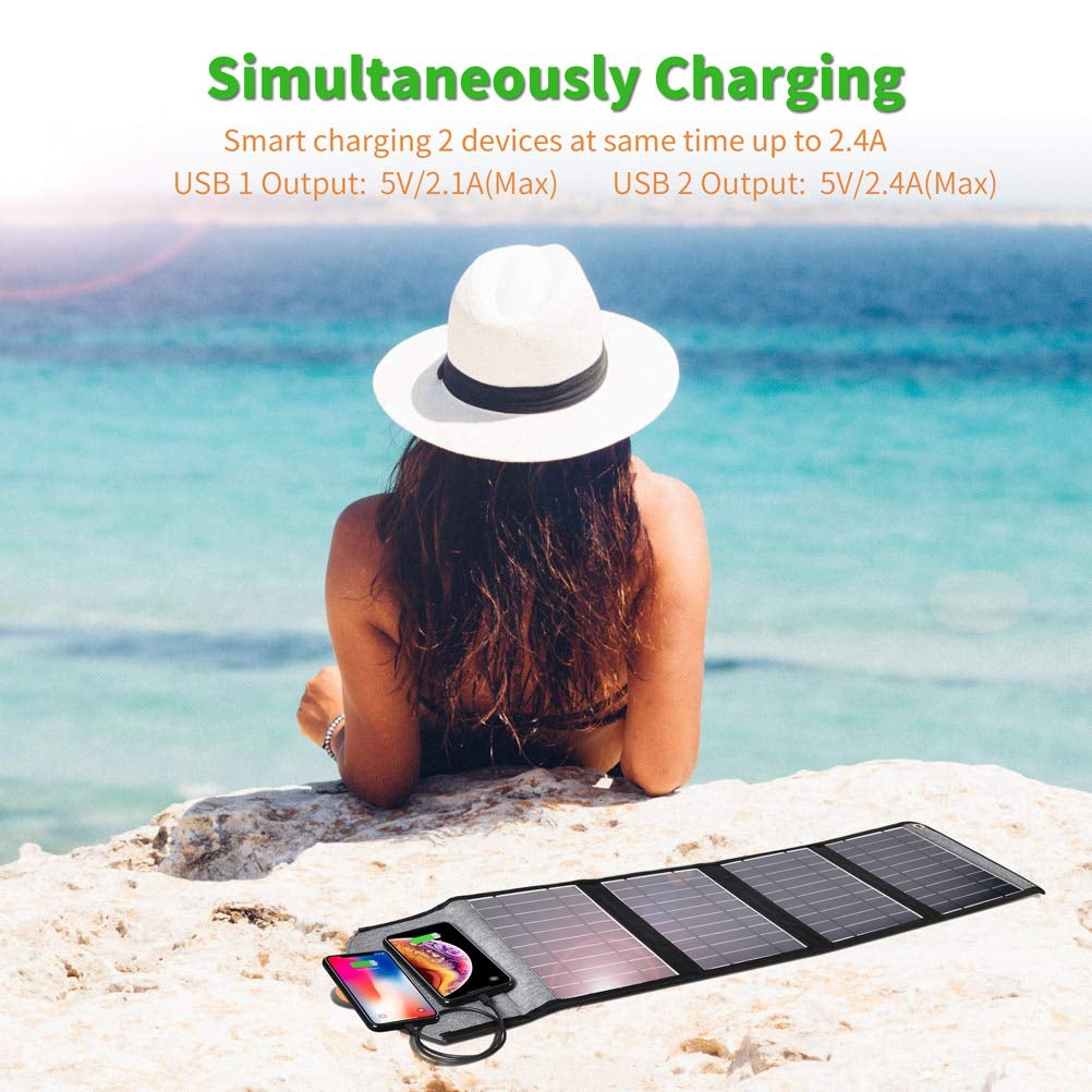 CHOETECH SC005 22W Compact Waterproof Solar Panel Charger with Dual USB Ports