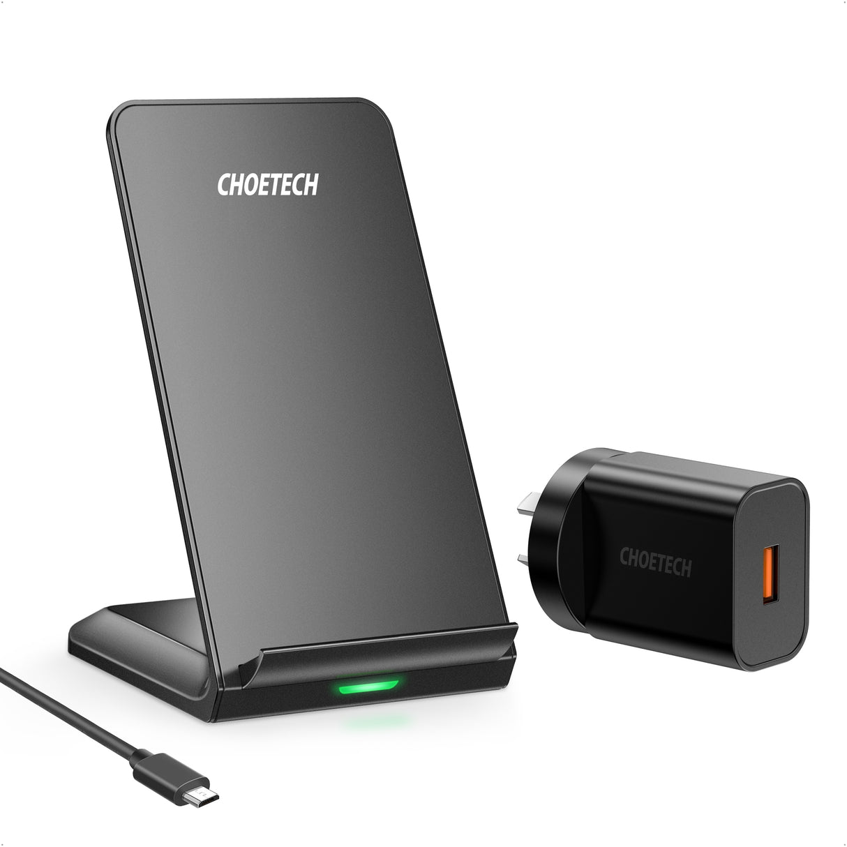 CHOETECH T524S 15W Fast Wireless Charging Stand with AC Adapter and Versatile Viewing Options