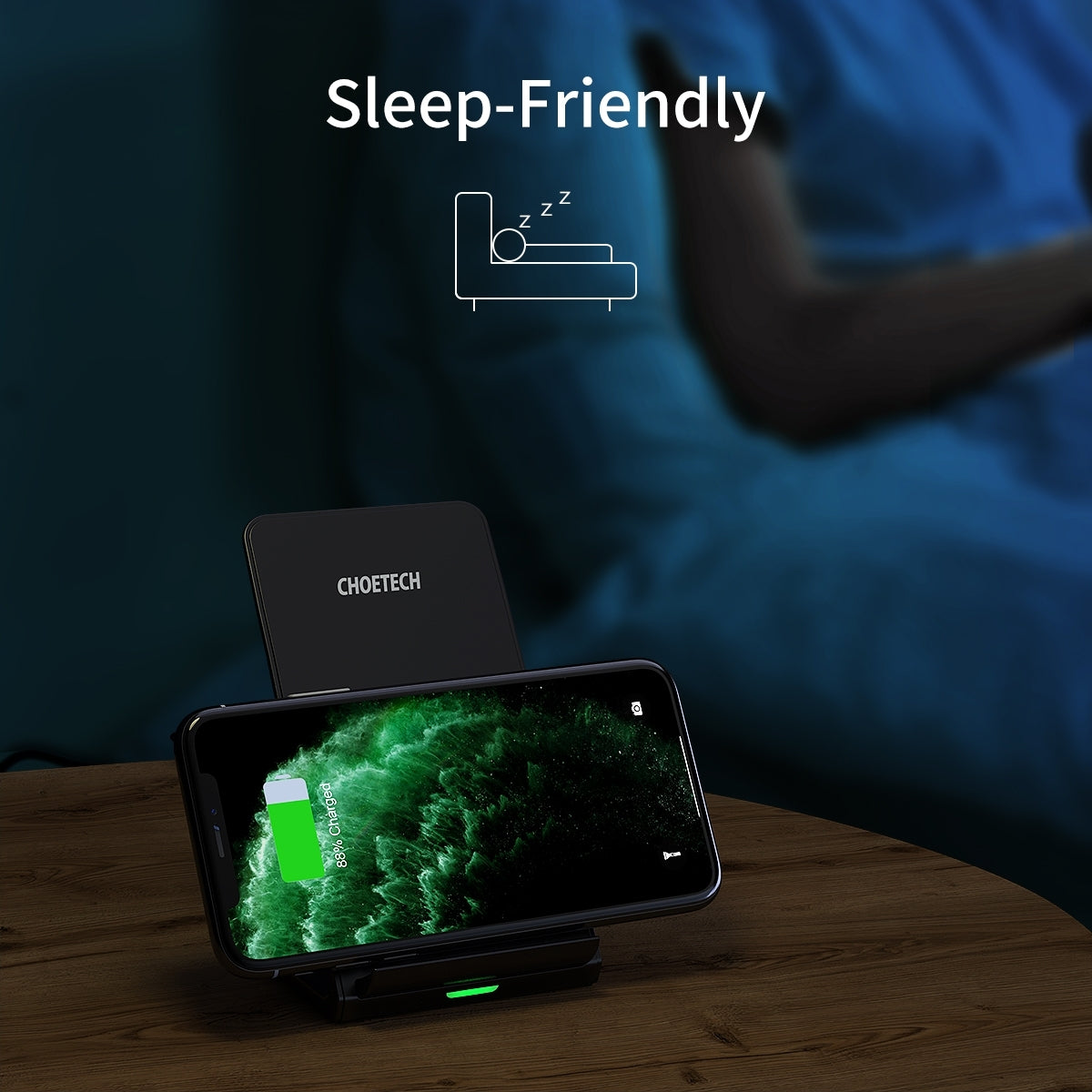 CHOETECH T524S 15W Fast Wireless Charging Stand with AC Adapter and Versatile Viewing Options