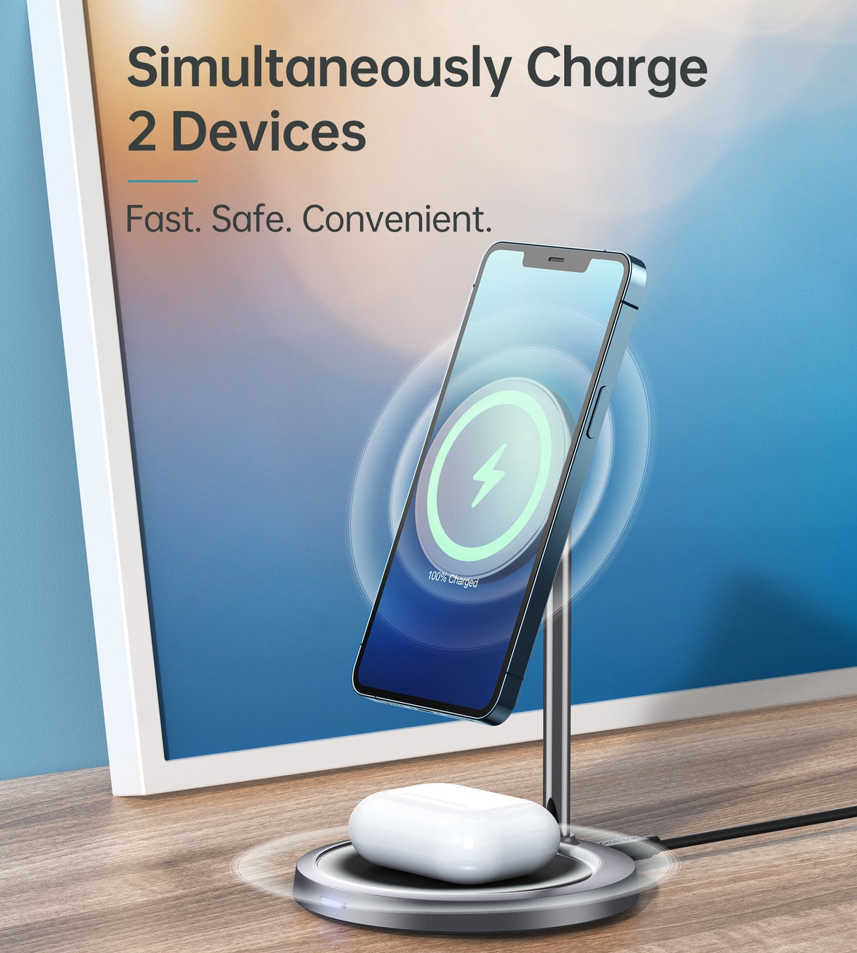 Choetech T575-F Magnetic Wireless Charging Stand for iPhone with MagSafe Compatibility