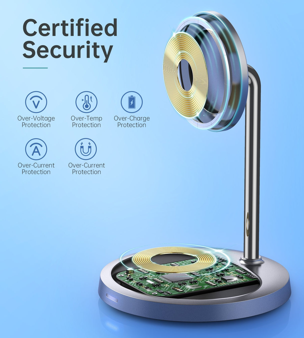 Choetech T575-F Magnetic Wireless Charging Stand for iPhone with MagSafe Compatibility