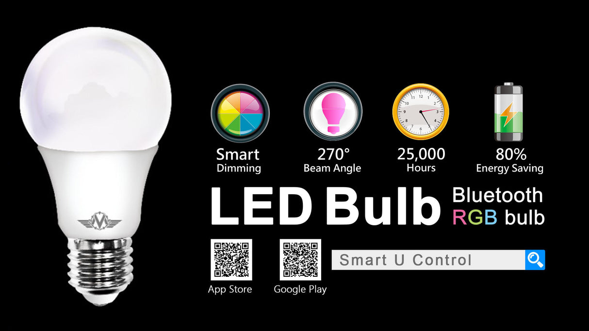 MV SMART BULB 9W B22 TWIN PACK - Bluetooth Controlled LED Light (Apple & Android Compatible)