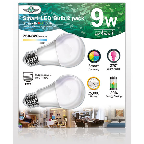 MV SMART BULB 9W E27 TWIN PACK - Bluetooth Controlled LED Lighting