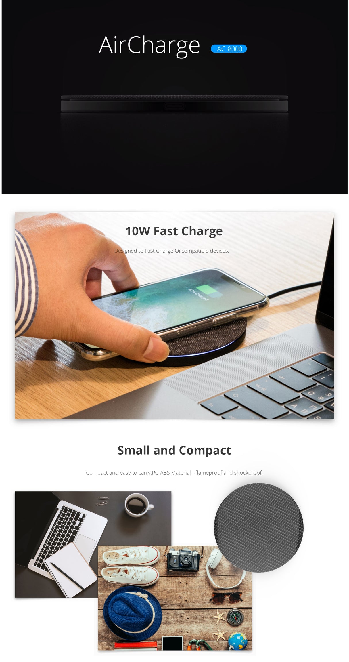 Photofast AirCharge Compact 10W Qi Fast Wireless Charger