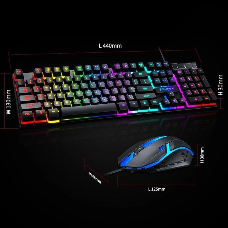 T-Wolf TF800 RGB Complete Gaming Gear Set: Keyboard, Mouse, Headset, and Mouse Pad