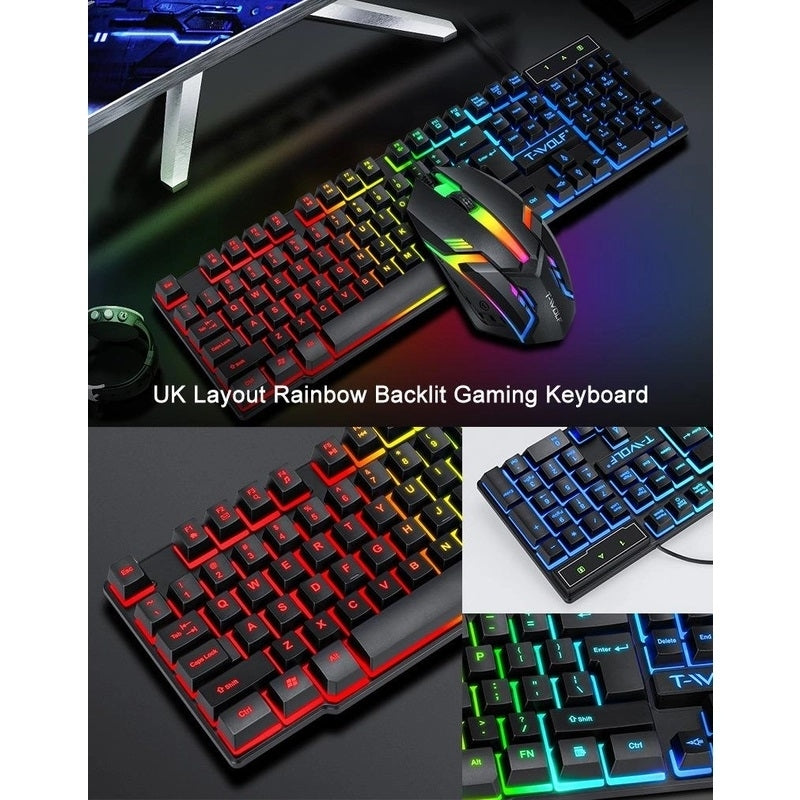 T-Wolf TF800 RGB Complete Gaming Gear Set: Keyboard, Mouse, Headset, and Mouse Pad