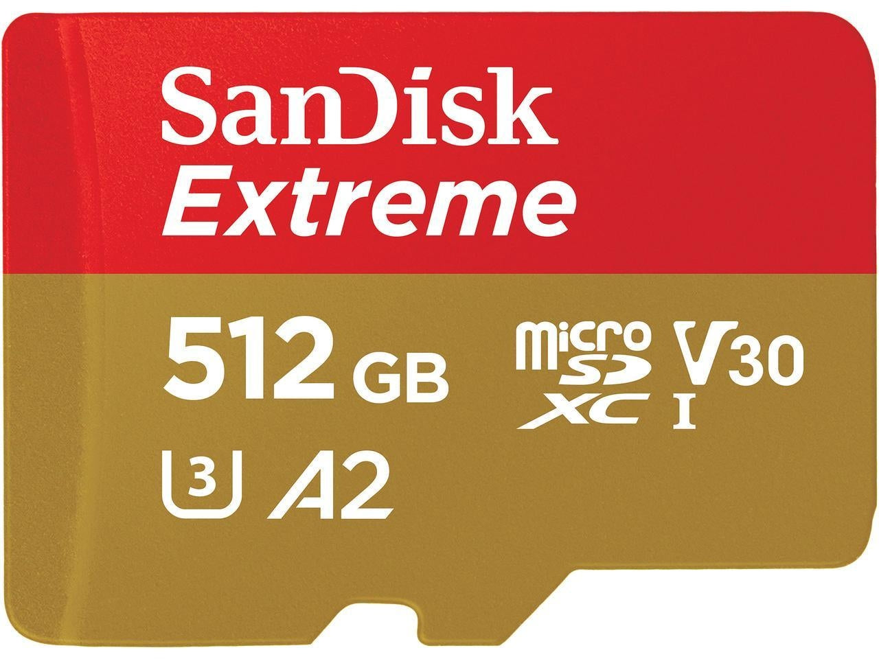 SANDISK SDSQXA1-512G-GN6MA MICRO EXTREME A2 V30 UHS-I/U3 160R/90W SDXC CARD WITH ADAPTER