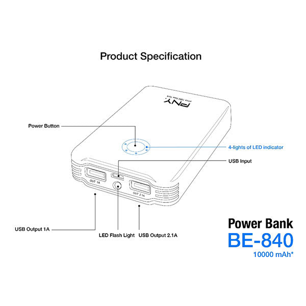 PNY PowerPack BE-840 10,000mAh Portable Charger